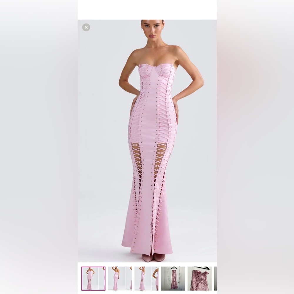 Oh Polly Strapless Pink Maxi Dress